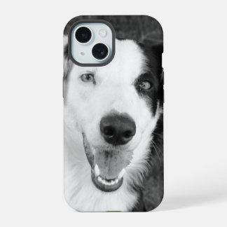 Dog Photo Black and White Personalizable iPhone 15 Case