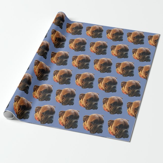 Dog Photo Boxer Puppy Wrapping Paper (Unrolled)