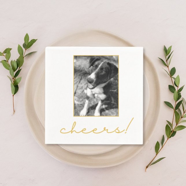 Dog Photo Cocktail Party Napkin (Dog photo napkin cocktail party supply
)