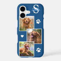 Dog Photo Collage Monogram Blue Pet