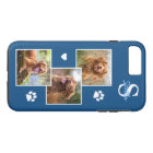 Dog Photo Collage Monogram Blue Pet