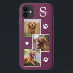 Dog Photo Collage Monogram Magenta Pet iPhone 11 Case<br><div class="desc">Now you can carry your best friend with you wherever you go with this custom dog pet photo iPhone case . This 2 photo collage with heart and paw print design is trendy, elegant, cool and cute. Customize with your favorite dog photo, cat photo, or any pet with paws !...</div>