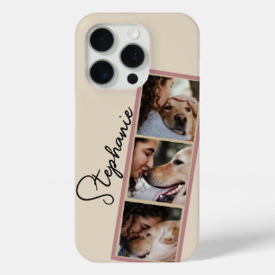 Dog Photo Collage Name Cream Pet  iPhone 15 Pro Case