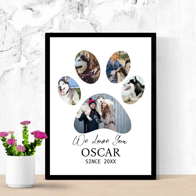 Dog Photo Collage Pet Memorial Personalized Paw Poster (Creator Uploaded)