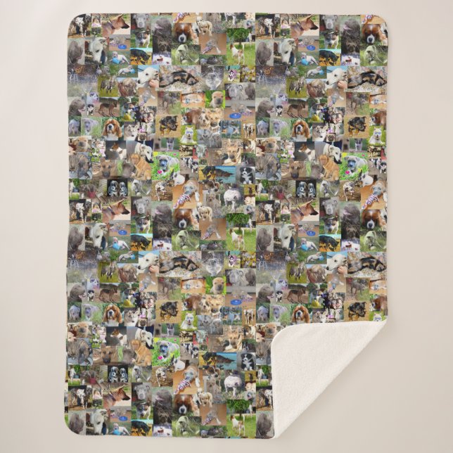 Dog Photo Collage, Sherpa Blanket (Front)