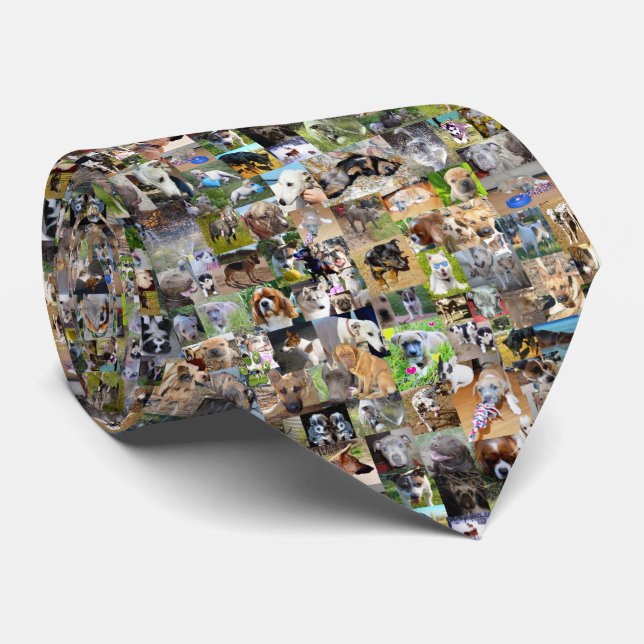 Dog Photo Collage, Tie (Rolled)