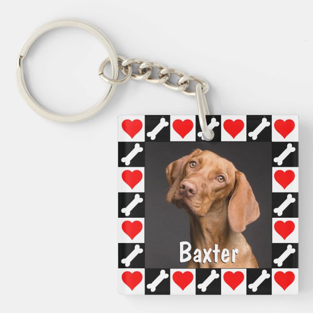 Dog Photo Custom Personalized Picture and Text Keychain (Front)