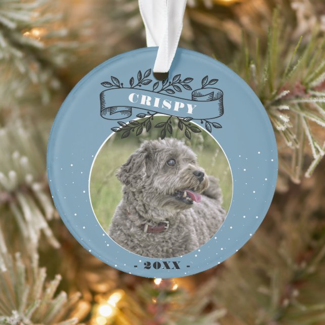 Dog Photo Elegant Ribbon Pet Personalized   Ornament (Tree)