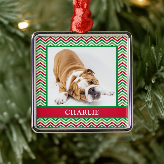 Dog Photo Metal Ornament (Tree)