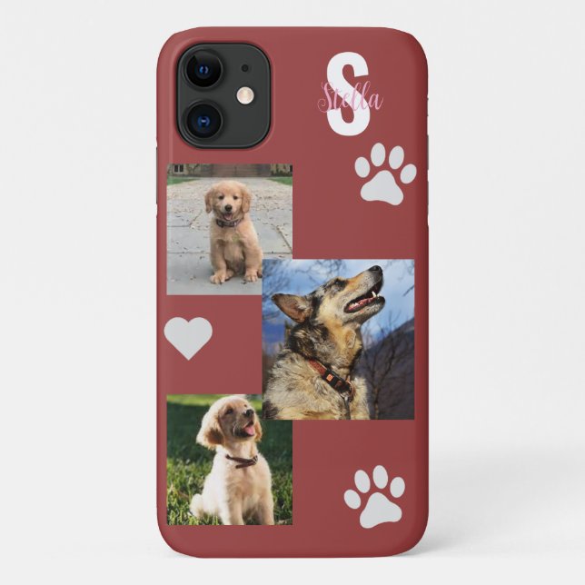 Dog Photo Monogram Terra Cotta Pet I Phone case (Back)
