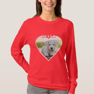 Dog Photo Name Heart Dog Owner T-Shirt