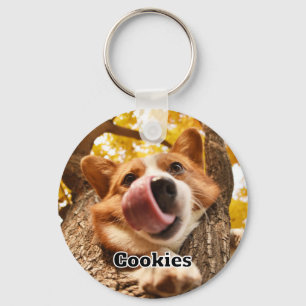 Dog Photo & Name Owner Keychain