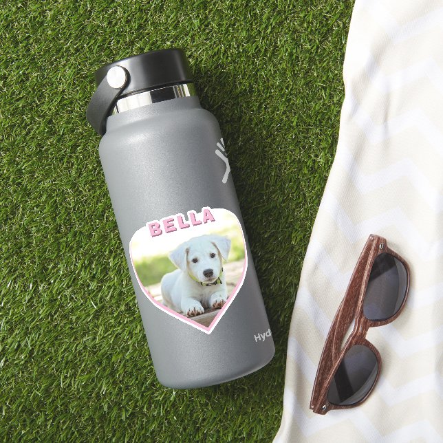 Dog Photo Name Pink Heart Dog Owner Heart (HydroFlask Insitu)