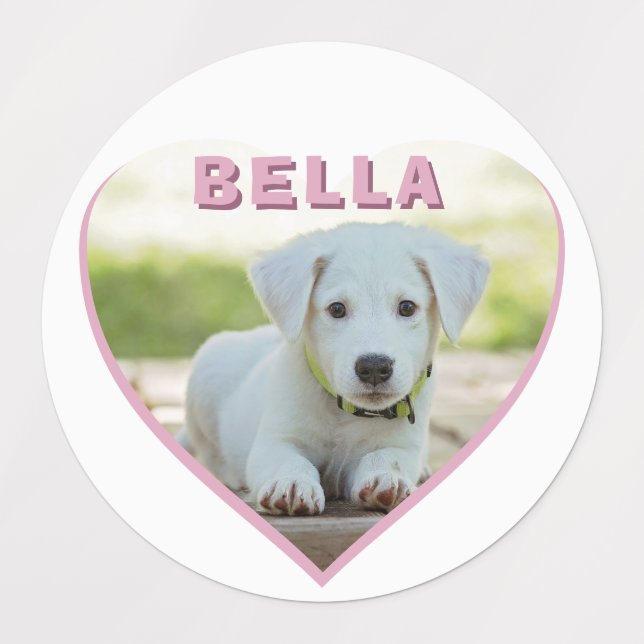 Dog Photo Name Pink Heart Pet (Design 1)