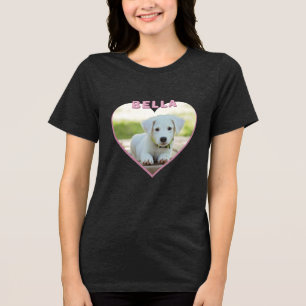 Dog Photo Name Pink Heart  Tri-Blend Shirt