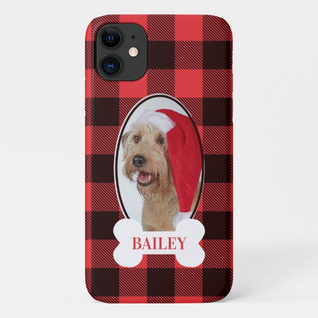Dog Photo on Plaid Case-Mate iPhone Case (Back)