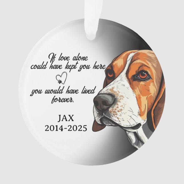 Dog Photo Ornament, Dog Memorial, Beagle. Ornament (Front)