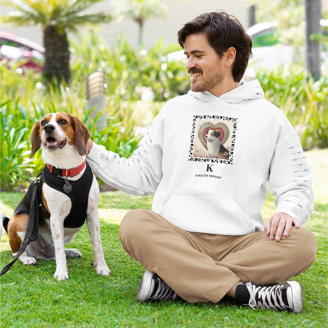 Dog Photo Paws Prints Monogram & Name Personalized Hoodie (Creator Uploaded)