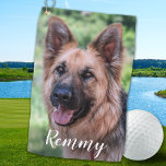 Dog Photo - Pet Photo Dog Dad Dog Lover Golf Towel<br><div class="desc">Two of your favourite things , golf and your dog ! Now you can take your best friend with you as you play 18 holes . Customize this golf towel with your dogs favourite photo and name . Great gift to all golf and dog lovers , from the dog !...</div>