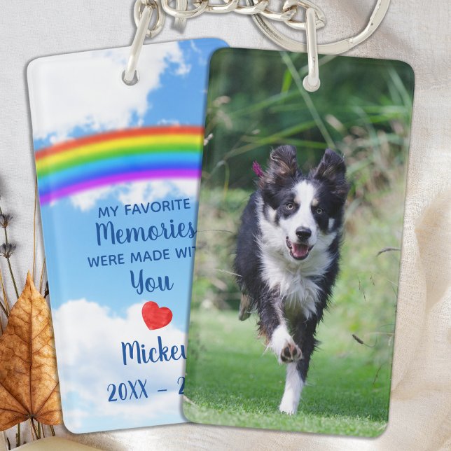 Dog Photo Rainbow Bridge Pet Loss Memorial Keychain (Creator Uploaded)