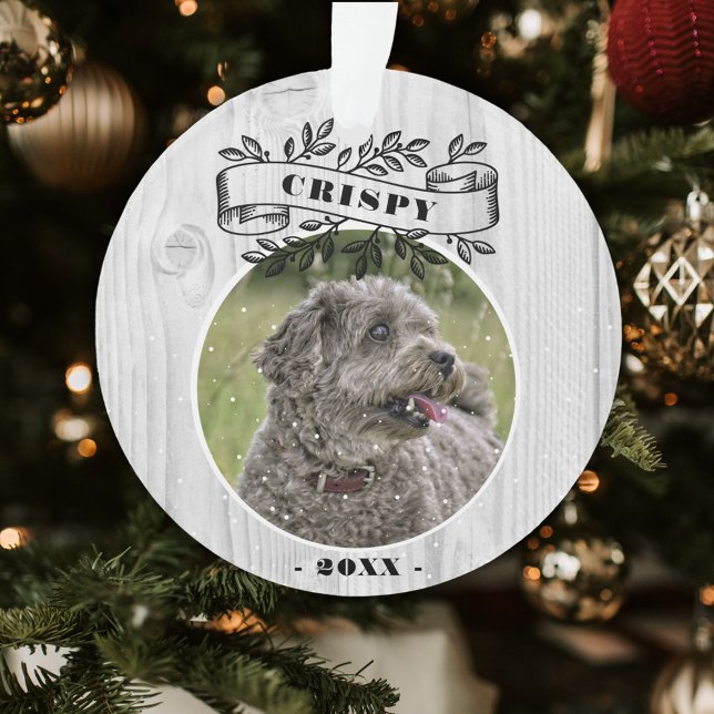 Dog Photo Rustic Wood Photo Personalized  Ornament (Creator Uploaded)