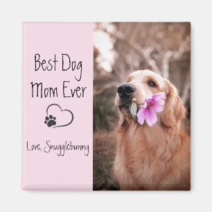 Dog Photo Super Mom Heart Paw Print Magnet