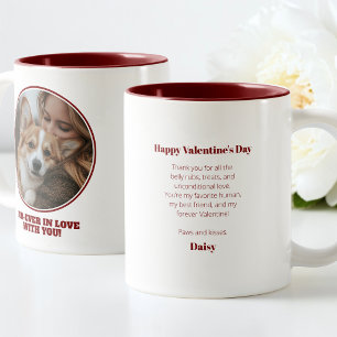 Dog Photo Valentines Day Pet Lover Message Red  Two-Tone Coffee Mug