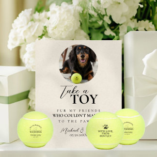Dog Photo Wedding Tennis Ball Favor Pedestal Sign