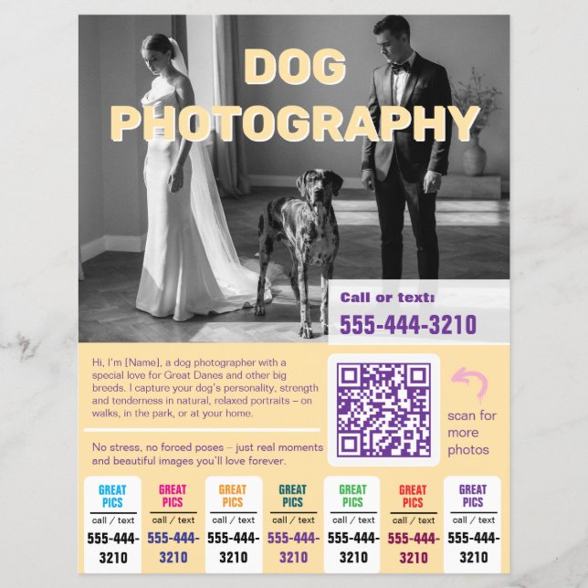 Dog Photographer Flyer colourful  yellow  (Front)