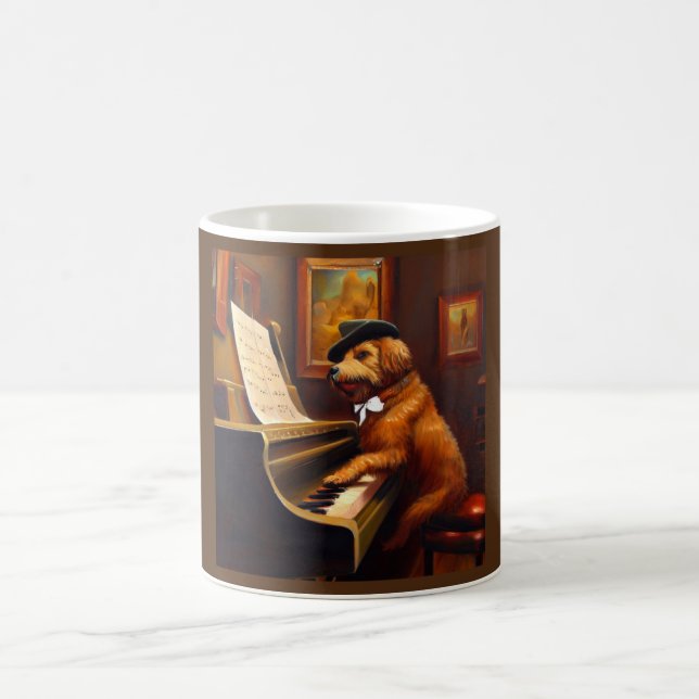 Dog Piano Player Coffee Mug (Center)