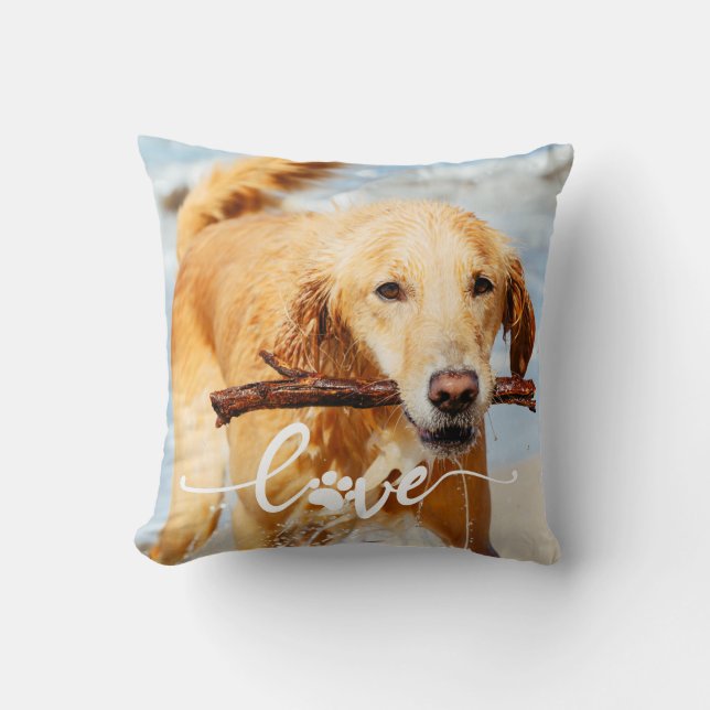Dog Picture Pillow, Dog Mom Throw Pillow (Front)