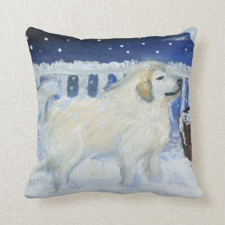 Dog Pillow Great Pyrenees Mountain Dog in Snow