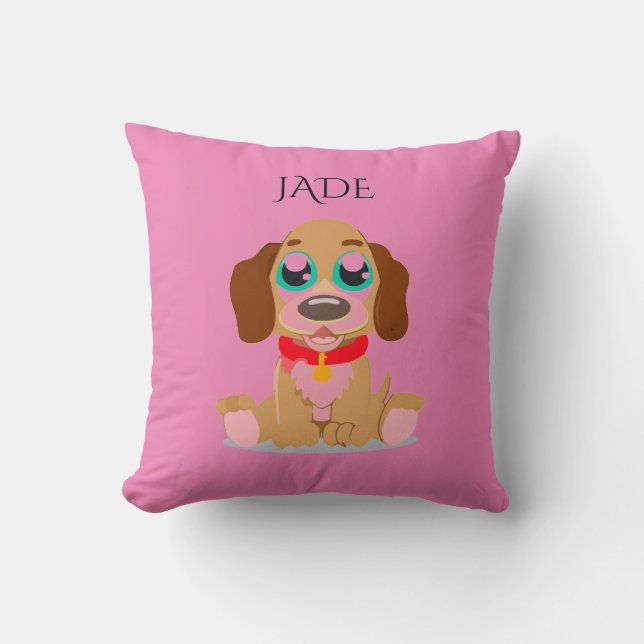 Dog pillow with personalized name. (Front)