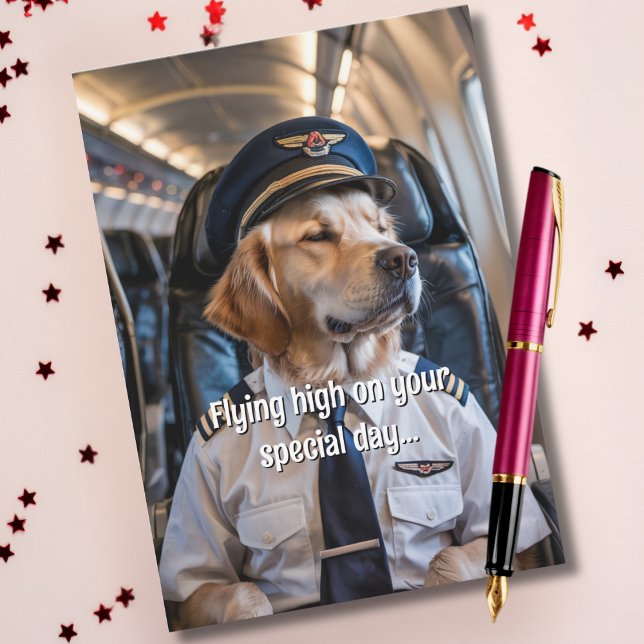 Dog Pilot & Airplane, Cool Funny Aviation Birthday Card (Creator Uploaded)