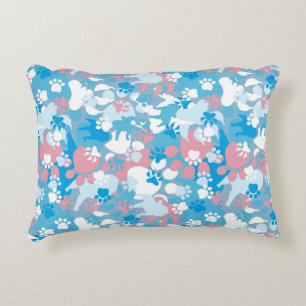 Dog Pink and Blue Camouflage Pattern Accent Pillow