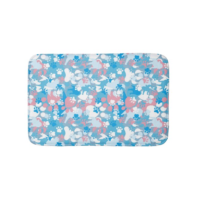 Dog Pink and Blue Camouflage Pattern Bath Mat (Front)