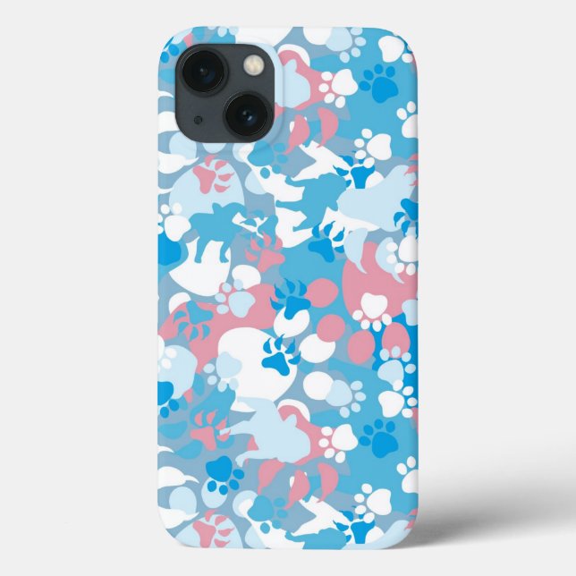 Dog Pink and Blue Camouflage Pattern Case-Mate iPhone Case (Back)