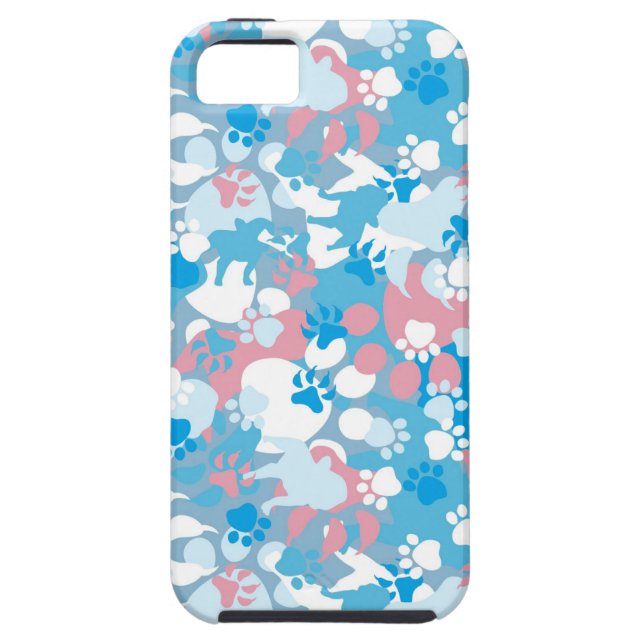Dog Pink and Blue Camouflage Pattern Case-Mate iPhone Case (Back)