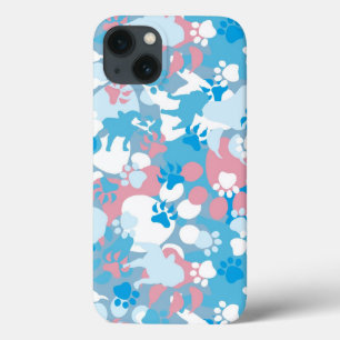 Dog Pink and Blue Camouflage Pattern iPhone 13 Case