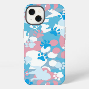 Dog Pink and Blue Camouflage Pattern iPhone 13 Case