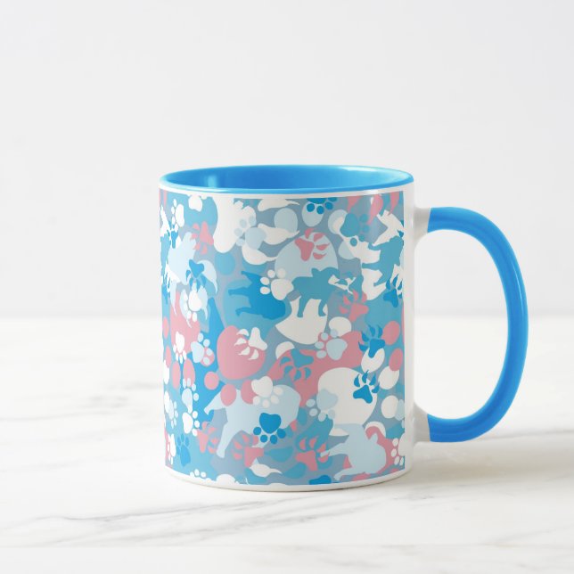 Dog Pink and Blue Camouflage Pattern Mug (Right)