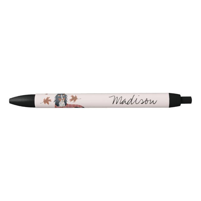 Dog pink monogram black ink pen (Front)
