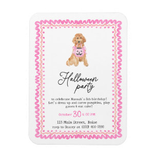 Dog Pink Preppy Pumpkin Halloween Party  Magnet