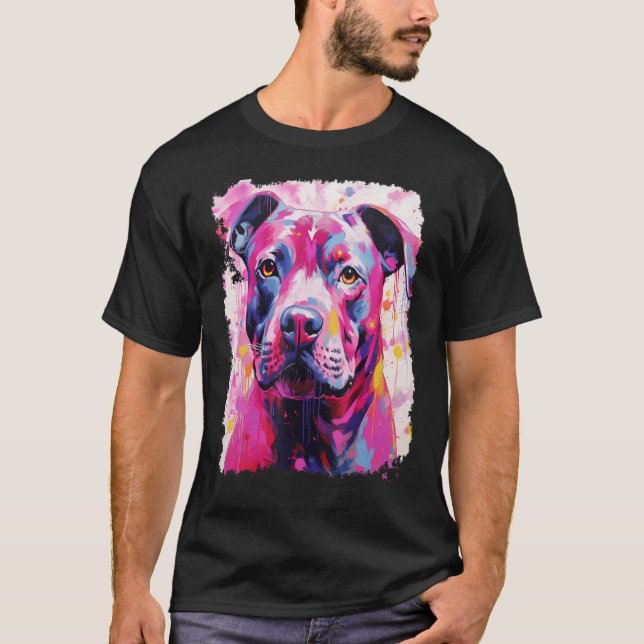 Dog Pitbull Pink T-Shirt (Front)