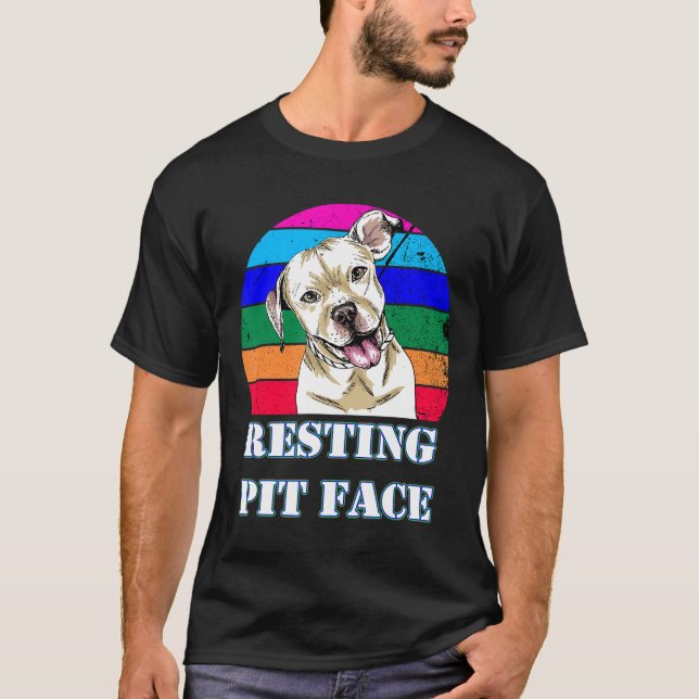 Dog Pitbull Resting Pit Face Funny Face Dog Pitbul T-Shirt (Front)