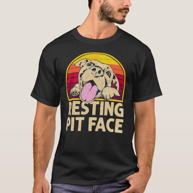 Dog Pitbull Resting Pit Face Funny For Pitbull Lov T-Shirt (Front)
