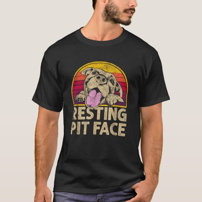 Dog Pitbull Resting Pit Face Funny gift For Pitbul T-Shirt (Front)