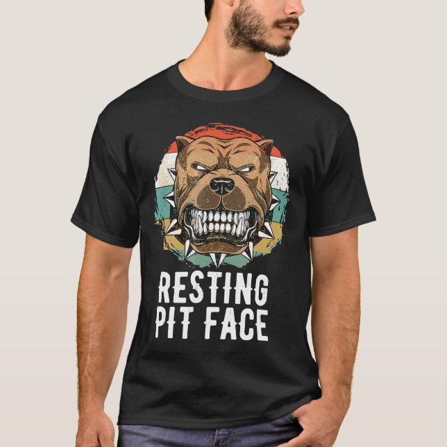 Dog Pitbull Resting Pit Face T-Shirt (Front)