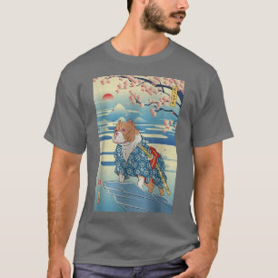 Dog Pitbull Samurai Ukiyoe Spring (2) T-Shirt