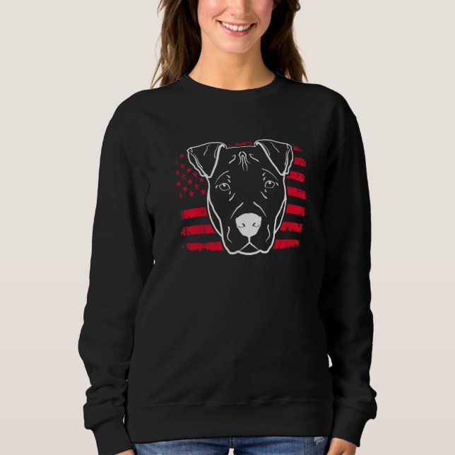 Dog Pitbull Us American Flag  2 Sweatshirt (Front)